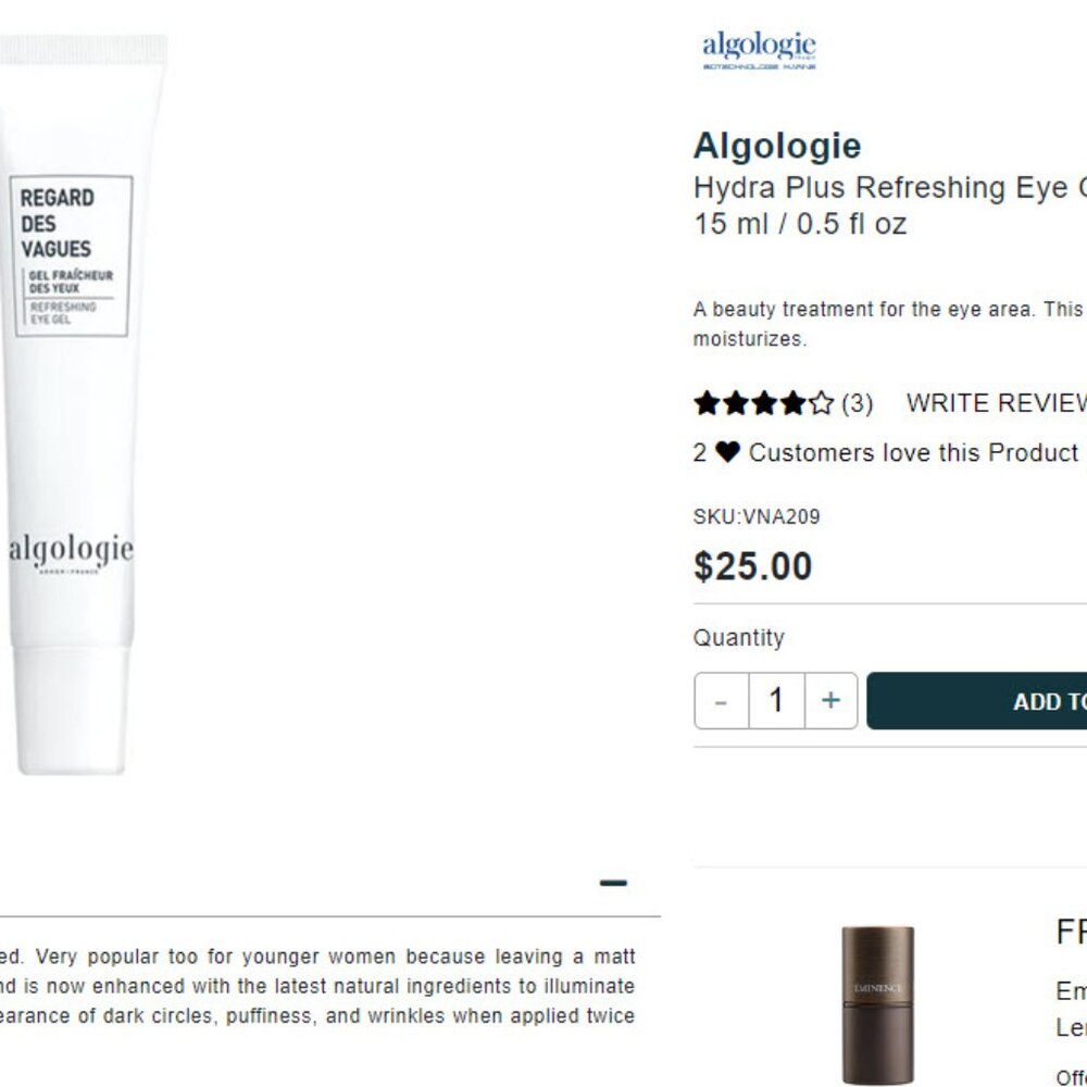Algologie refreshing eye gel 15ML New